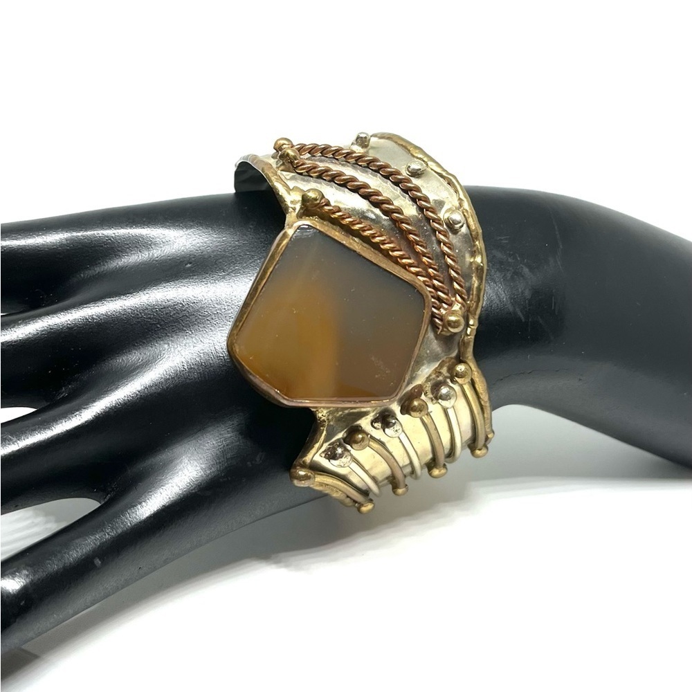 Brutalist Mixed Metal Cuff Bracelet
